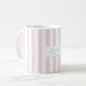 Aangepaste naam roze gestreepte mok  (Voorkant links)