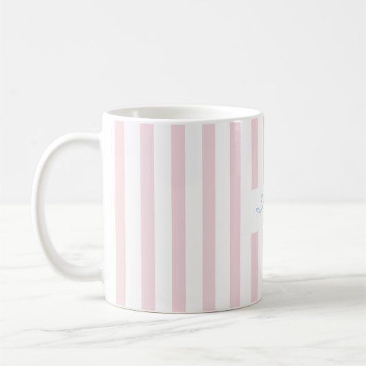 Aangepaste naam roze gestreepte mok (Links)