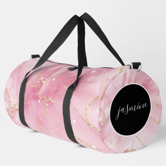 Aangepaste naam roze Glitter Agat monogram plunjez Plunjezak (Linkerhoek)
