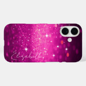 Aangepaste naam Roze Glitter Case-Mate iPhone Case (Achterkant (horizontaal))
