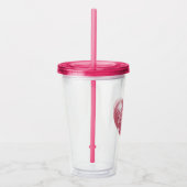Aangepaste naam Roze Glitter Hart Elegante Mahjong Acryl Drinkbeker (Rechts)