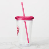 Aangepaste naam Roze Glitter Hart Elegante Mahjong Acryl Drinkbeker (Links)