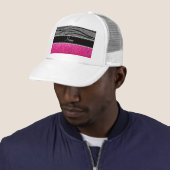 Aangepaste naam roze glitter light grijze zebrastr trucker pet (In situ)