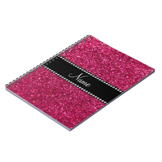 Aangepaste naam roze glitter notitieboek (Linkerzijde)