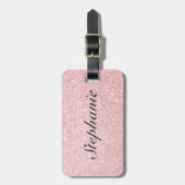 Aangepaste naam Roze glitter Sparkle Style Bagagelabel (Voorkant verticaal)