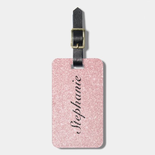 Aangepaste naam Roze glitter Sparkle Style Bagagelabel (Voorkant verticaal)