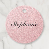 Aangepaste naam Roze glitter Sparkle Style Bedankjes Labels (Voorkant)