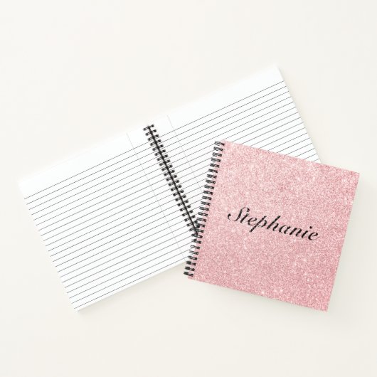 Aangepaste naam Roze glitter Sparkle Style Notitieboek (Binnen)