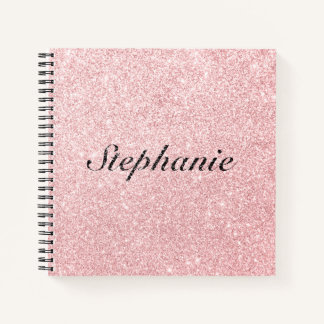 Aangepaste naam Roze glitter Sparkle Style Notitieboek