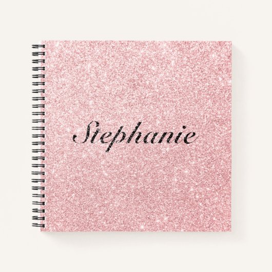 Aangepaste naam Roze glitter Sparkle Style Notitieboek (Voorkant)