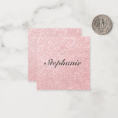 Aangepaste naam Roze glitter Sparkle Style Notitiekaartje (Voorkant / Achterkant in situ)