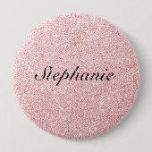 Aangepaste naam Roze glitter Sparkle Style Ronde Button 4,0 Cm (Voorkant)