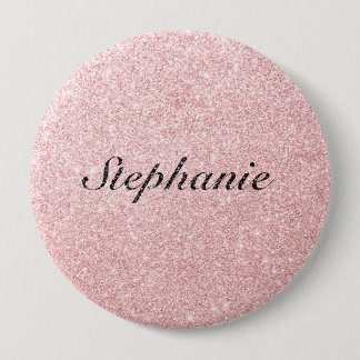 Aangepaste naam Roze glitter Sparkle Style Ronde Button 4,0 Cm