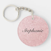Aangepaste naam Roze glitter Sparkle Style Sleutelhanger (Voorkant)