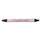 Aangepaste naam Roze glitter Sparkle Style Zwarte Inkt Pen (Voorkant)