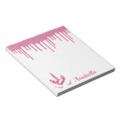 Aangepaste naam Roze glitter Stars Unicorn Face Notitieblok (Schuin)