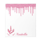 Aangepaste naam Roze glitter Stars Unicorn Face Notitieblok (Voorkant)