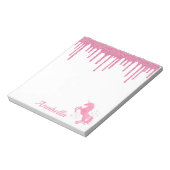 Aangepaste naam Roze glitter Stars Unicorn Notitieblok (Linkerzijde)