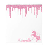 Aangepaste naam Roze glitter Stars Unicorn Notitieblok (Voorkant)