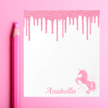 Aangepaste naam Roze glitter Stars Unicorn