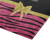 Aangepaste naam roze glitter zebra strepen goudboe snijplank (Hoek)