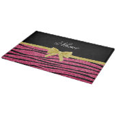 Aangepaste naam roze glitter zebra strepen goudboe snijplank (Hoek)