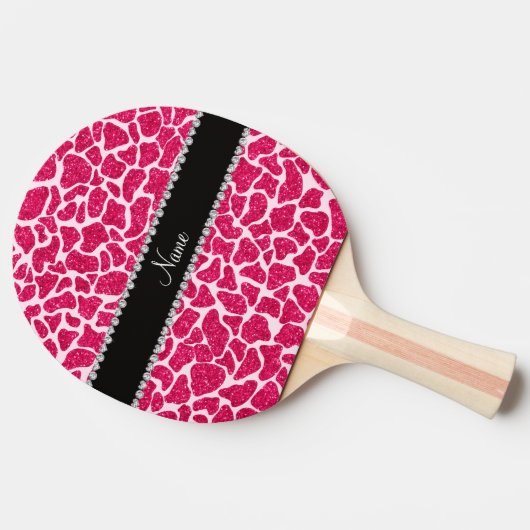 Aangepaste naam roze glittergiraffe tafeltennisbatje (Zijkant)