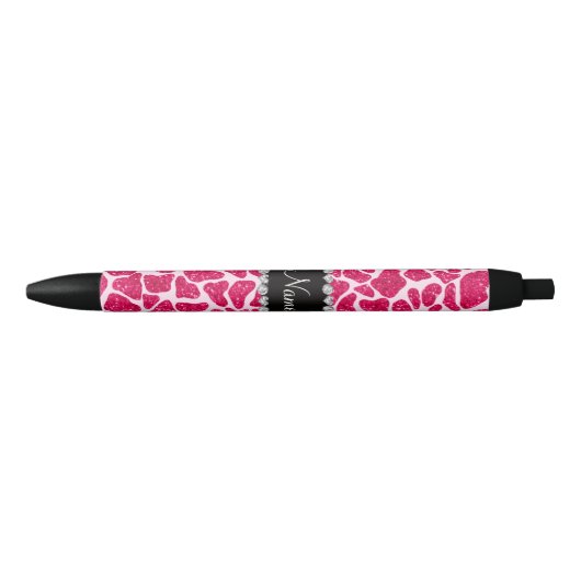 Aangepaste naam roze glittergiraffe zwarte inkt pen (Voorkant)