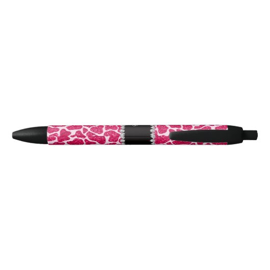 Aangepaste naam roze glittergiraffe zwarte inkt pen (Achterkant)
