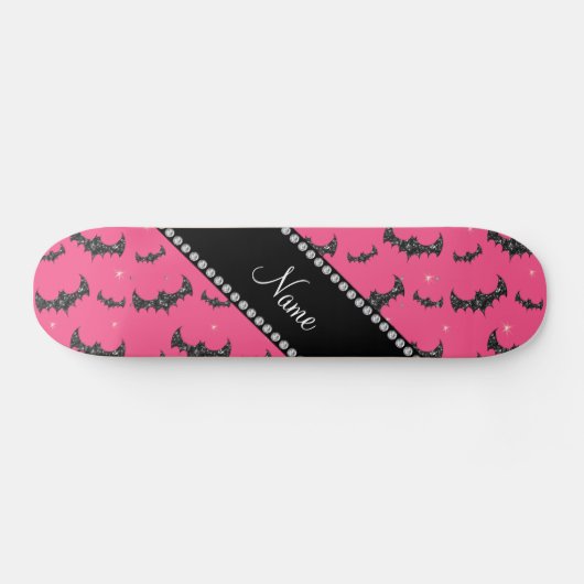 Aangepaste naam roze glittervlekken persoonlijk skateboard (Horizontaal)