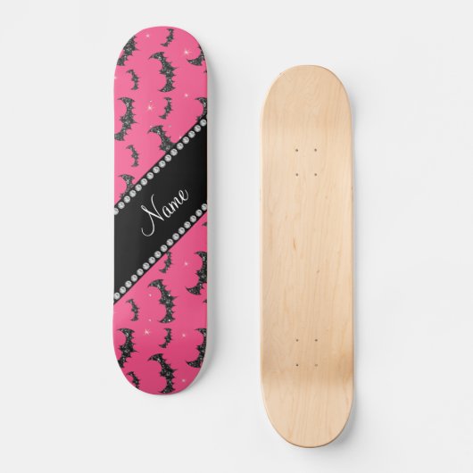 Aangepaste naam roze glittervlekken persoonlijk skateboard (Voorkant)
