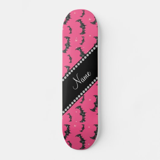 Aangepaste naam roze glittervlekken persoonlijk skateboard (Voorkant)