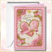 Aangepaste Naam  Roze Goud Harten Valentijnsdag Kaart