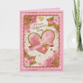 Aangepaste Naam  Roze Goud Harten Valentijnsdag Kaart (Voorkant)