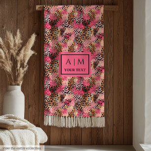 Aangepaste naam roze goud waterverf luipaard vel fleece deken