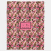 Aangepaste naam roze goud waterverf luipaard vel fleece deken (Voorkant)