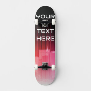 Aangepaste naam Roze Gradiënt Stadssilhouet Skateb Persoonlijk Skateboard