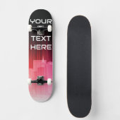 Aangepaste naam Roze Gradiënt Stadssilhouet Skateb Persoonlijk Skateboard (Voorkant)