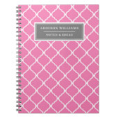 Aangepaste naam Roze grijs patroon Notitieboek (Voorkant)