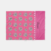 Aangepaste naam roze grijze olifanten fleece deken (Voorkant (Horizontaal))
