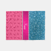 Aangepaste naam roze gymnastiek blauwe glitterster fleece deken (Voorkant (Horizontaal))