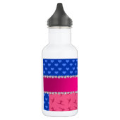 Aangepaste naam roze gymnastiek blauwe harten waterfles (Links)