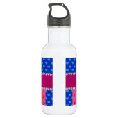 Aangepaste naam roze gymnastiek blauwe harten waterfles (Achterkant)