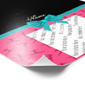 Aangepaste naam roze gymnastiek turquoise bow foto afdruk (Hoek)