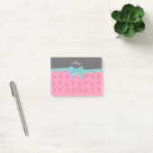 Aangepaste naam roze gymnastiek turquoise bow post-it® notes (Kantoor)
