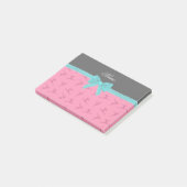 Aangepaste naam roze gymnastiek turquoise bow post-it® notes (Schuin)