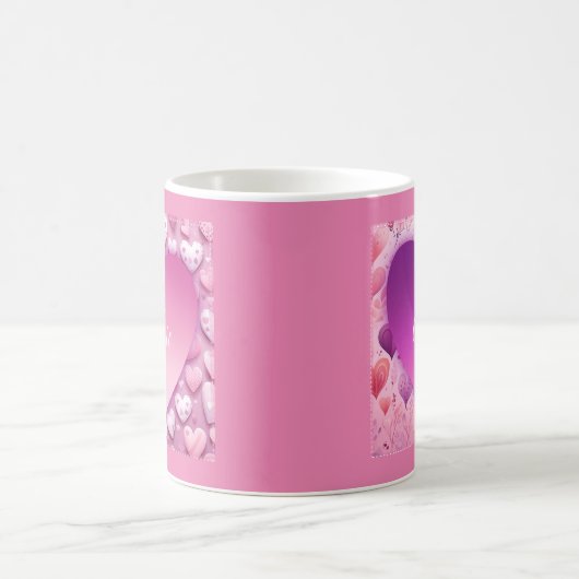 Aangepaste naam Roze hart koffie mok (Center)