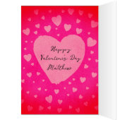 Aangepaste naam Roze harten Valentijnsdag Kaart (Binnen (Links))