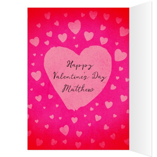 Aangepaste naam Roze harten Valentijnsdag Kaart (Binnen (Links))