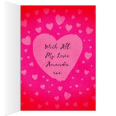 Aangepaste naam Roze harten Valentijnsdag Kaart (Binnen (Rechts))